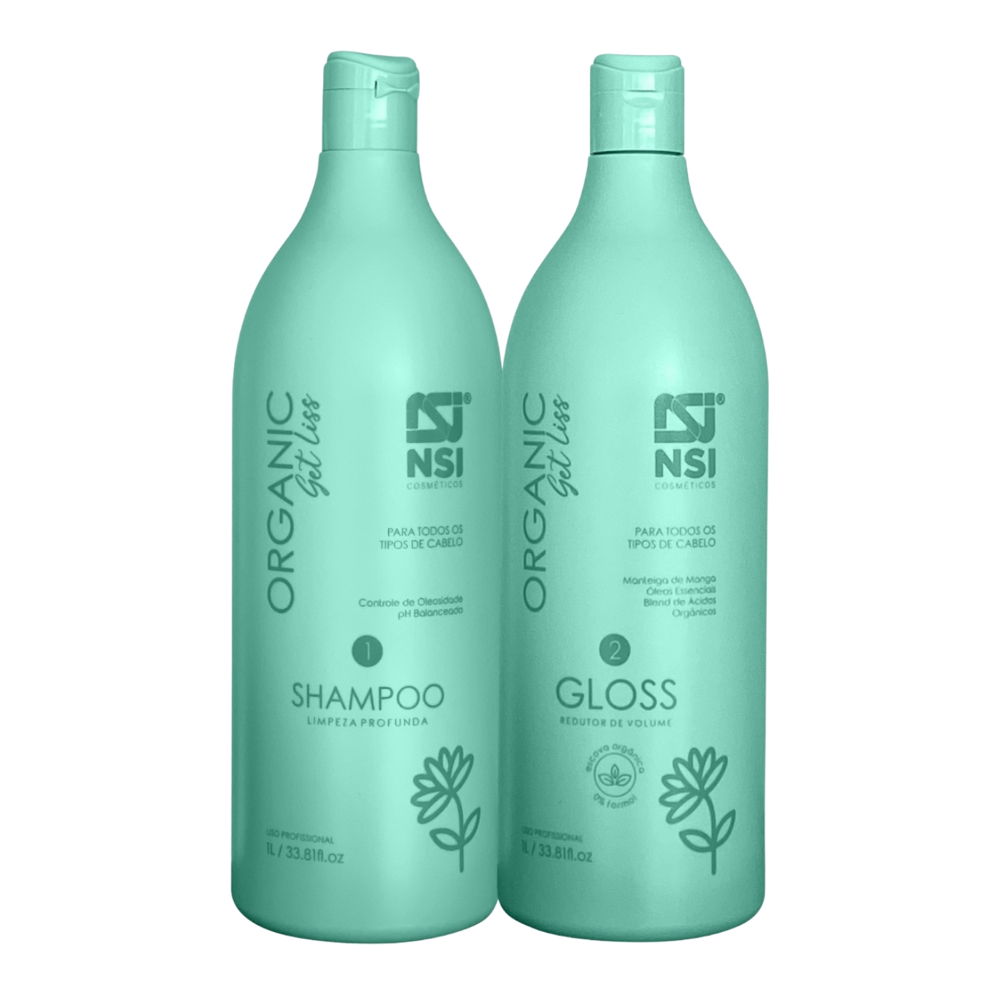 Kit Shampoo Limpeza Profunda + Gloss Redutor de Volume Organic 1 Litro