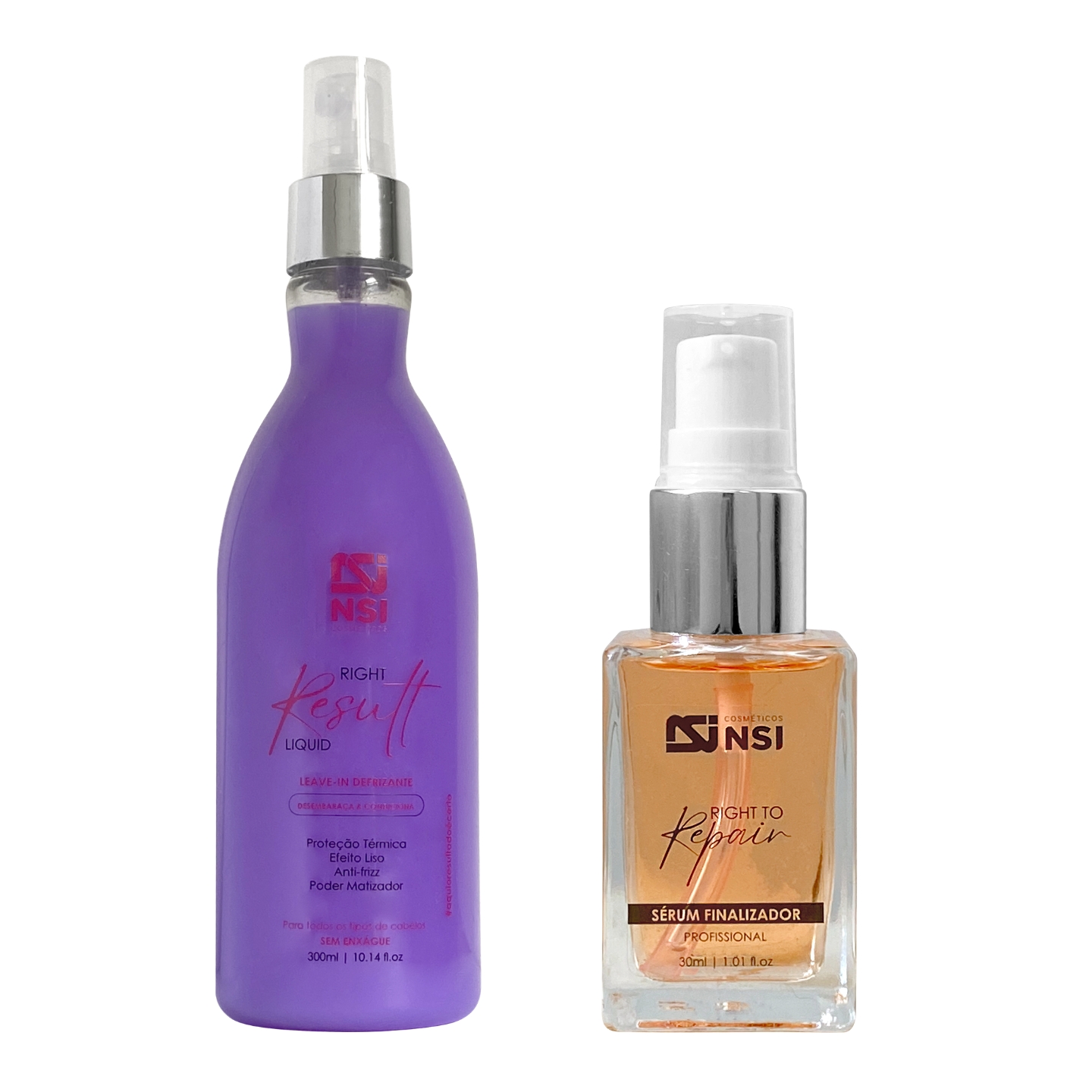 Kit Protetor Térmico E Anti-Frizz Right Result Líquido 300 Ml + Sérum Reparador De Pontas 30 Ml